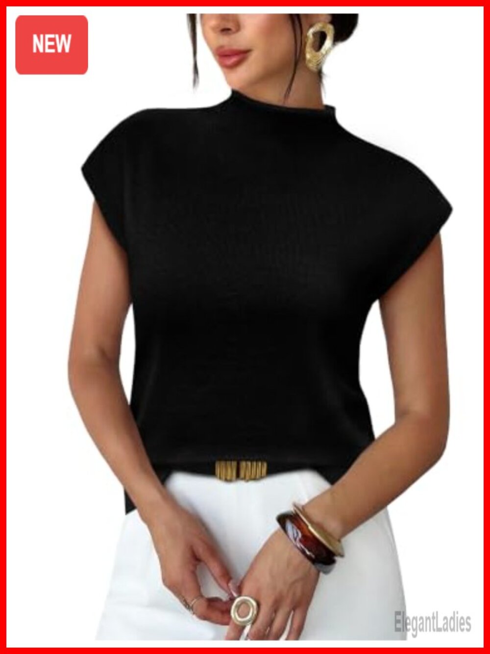 Womens Short Sleeve Mock Neck Sweater Lightweight Knit Pullover Top
